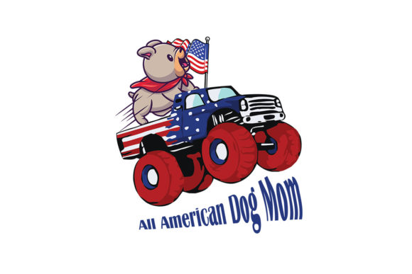 All America Dog Mom 4th of July Digital Graphics