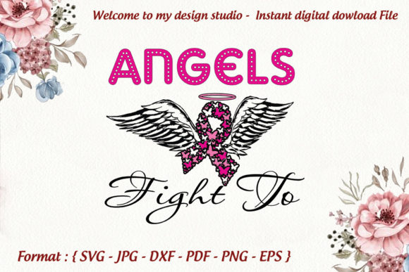 Angels Fight to Breast Cancer Awareness Graphics