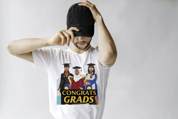 Congrats Grads Afro Girl Squad Graphics & Print Templates