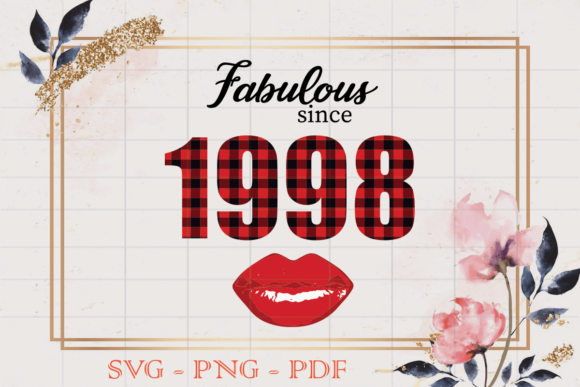 Fabulous Since 1998 Red Buffalo PlaidSVG Graphics for Print Templates