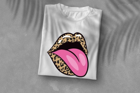 Glossy Leopard Plaid Lips Graphics and Print Templates