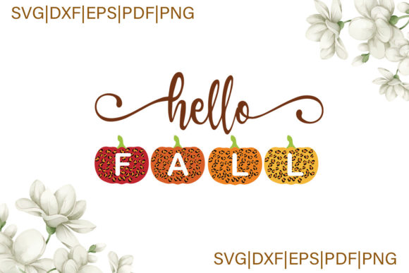Hello Fall Plaid Pumpkin Digital Graphics