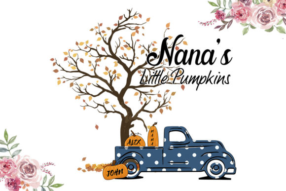 Nana s Little Pumpkin Blue Polka Dot: Graphics & Print Templates
