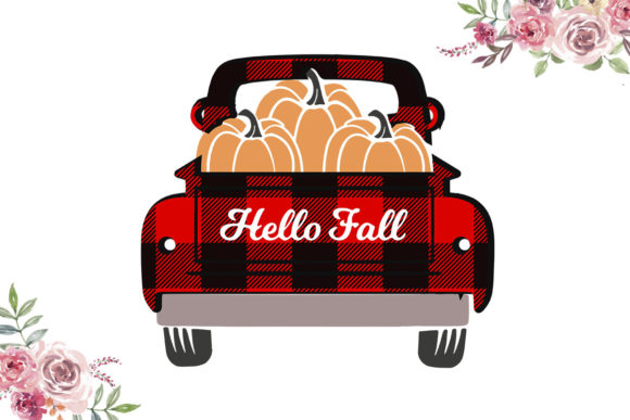 Red Buffalo Plaid Pickup Truck SVG Graphics & Print Templates