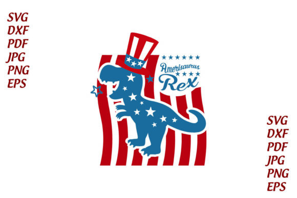 T-rex Dinosaur Independence Day Svg File
